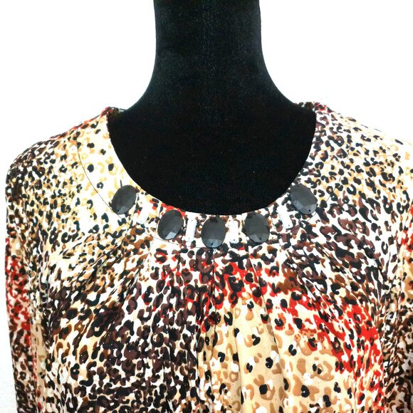 Red/beige/black Blouse, with rhinestone/glitters design - Picture 5 of 9